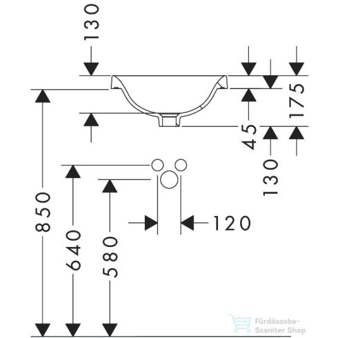 Hansgrohe XUNIVA S 40 cm-es beépíthető mosdó csaplyuk nélkül,fehér 60155450