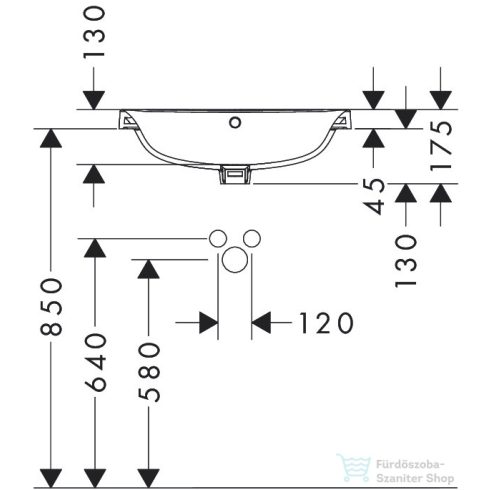 Hansrohe XUNIVA D 55x45 cm-es beépíthető mosdó,fehér 60160450