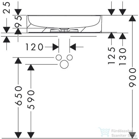 Hansgrohe XUNIVA D 55x40 cm-es pultra ültethető mosdó csaplyuk nélkül,fehér 60165450