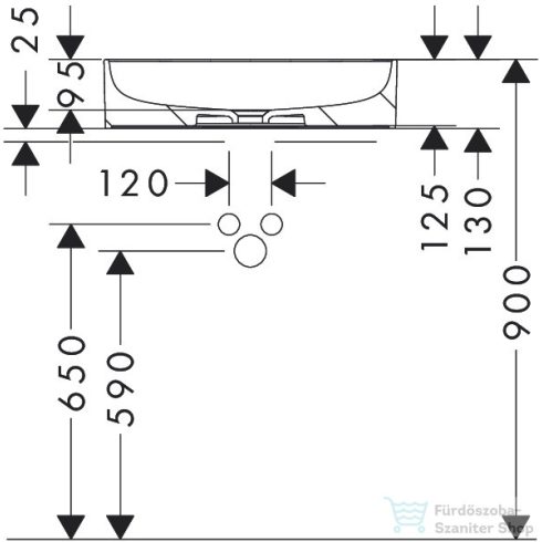 Hansgrohe XUNIVA U 55x40 cm-es pultra ültethető mosdó csaplyuk nélkül,fehér 60166450