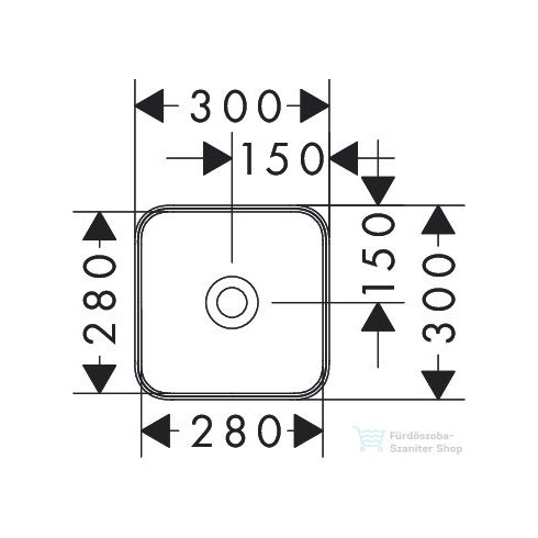 Hansgrohe XUNIVA Q 30x30 cm-es pultra ültethető mosdó csaplyuk-és túlfolyó nélkül,fehér 60167450