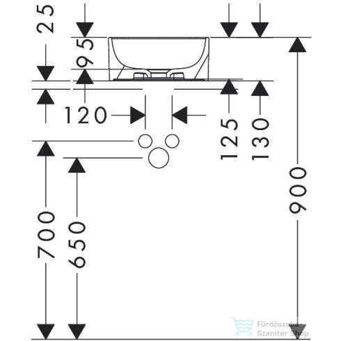Hansgrohe XUNIVA Q 30x30 cm-es pultra ültethető mosdó csaplyuk-és túlfolyó nélkül,fehér 60167450