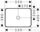 Hansgrohe XUNIVA Q 55x40 cm-es pultra ültethető mosdó csaplyuk nélkül,fehér 60168450