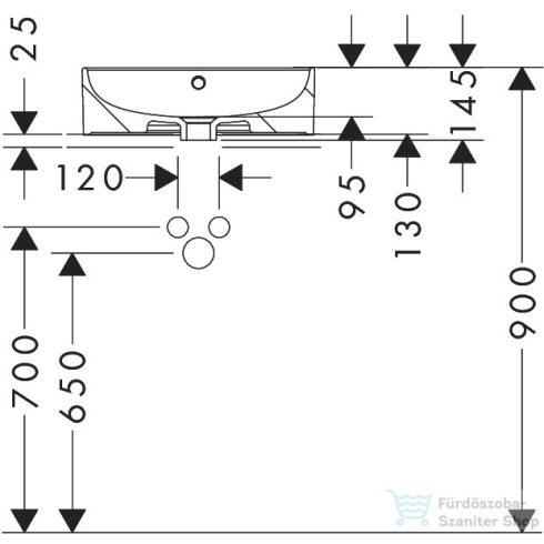 Hansgrohe XUNIVA S 45 cm-es pultra ültethető mosdó,fehér 60169450