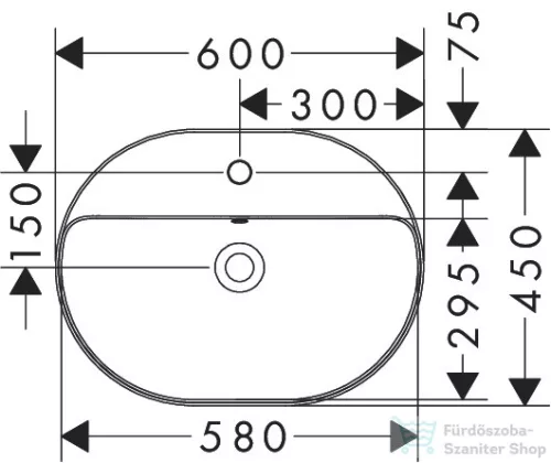 Hansgrohe XUNIVA U 60x45 cm-es pultra ültethető mosdó,fehér 60171450