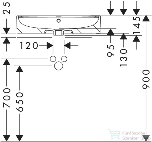 Hansgrohe XUNIVA U 60x45 cm-es pultra ültethető mosdó,fehér 60171450