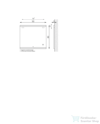 TBoss Floating Mirror Lago 90*80 tükör LED világítással 602101