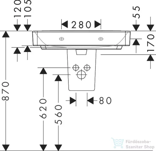 Hansgrohe XANUIA Q 70x48 cm-es mosdó csaplyuk nélkül, fehér 60222450