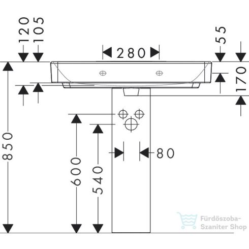 Hansgrohe XANUIA Q 80x48 cm-es mosdó, fehér 60225450
