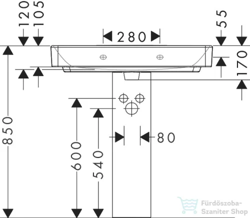 Hansgrohe XANUIA Q 80x48 cm-es mosdó túlfolyó nélkül, fehér 60227450