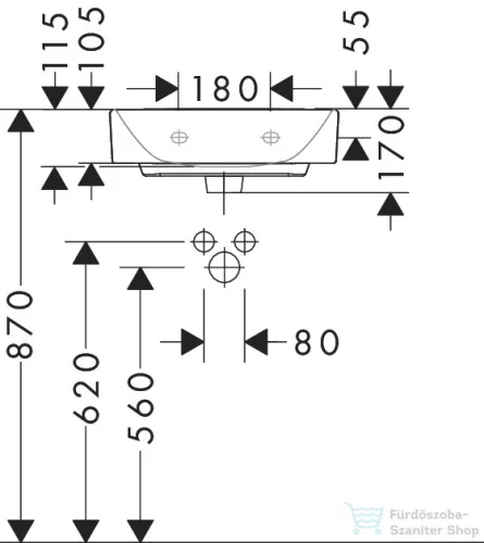 Hansgrohe XANUIA Q 45x34 cm-es mosdó túlfolyó nélkül, fehér 60230450