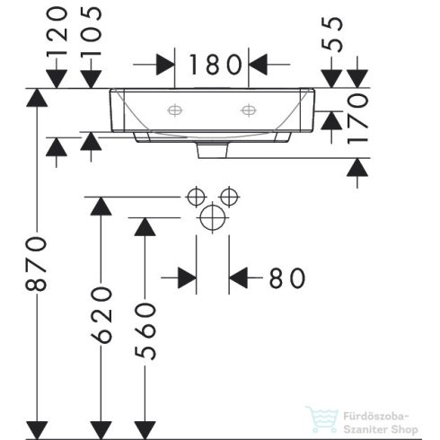 Hansgrohe XANUIA Q 50x39 cm-es mosdó csaplyuk-és túlfolyó nélkül, fehér 60234450