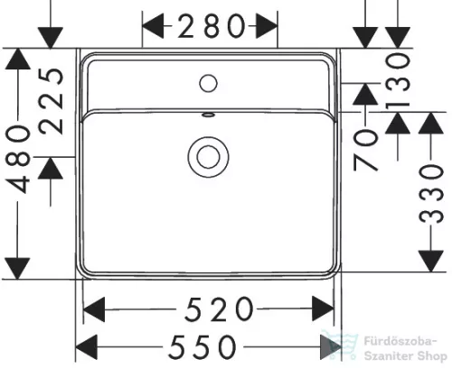 Hansgrohe XANUIA Q 55x48 cm-es pultra ültethető, csiszolt aljú mosdó, fehér 60238450