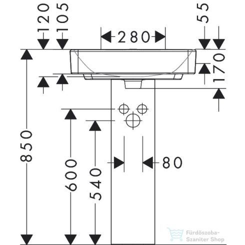 Hansgrohe XANUIA Q 55x48 cm-es pultra ültethető, csiszolt aljú mosdó, fehér 60238450