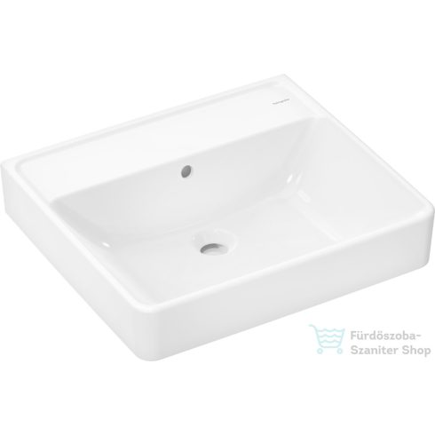 Hansgrohe XANUIA Q 55x48 cm-es pultra ültethető, csiszolt aljú mosdó csaplyuk nélkül, fehér 60239450