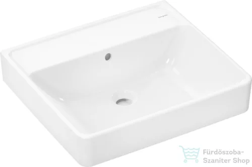 Hansgrohe XANUIA Q 55x48 cm-es pultra ültethető, csiszolt aljú mosdó csaplyuk nélkül, fehér 60239450