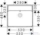 Hansgrohe XANUIA Q 55x48 cm-es pultra ültethető, csiszolt aljú mosdó csaplyuk nélkül, fehér 60239450