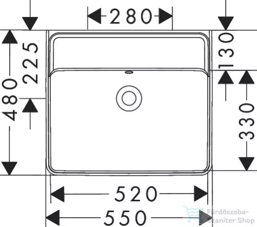 Hansgrohe XANUIA Q 55x48 cm-es pultra ültethető, csiszolt aljú mosdó csaplyuk nélkül, fehér 60239450