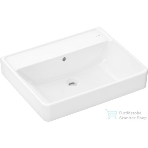 Hansgrohe XANUIA Q 60x48 cm-es pultra ültethető, csiszolt aljú mosdó csaplyuk nélkül, fehér 60244450
