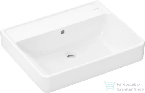 Hansgrohe XANUIA Q 60x48 cm-es pultra ültethető, csiszolt aljú mosdó csaplyuk nélkül, fehér 60244450