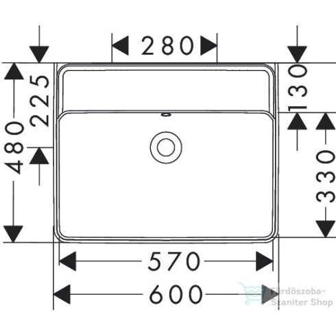 Hansgrohe XANUIA Q 60x48 cm-es pultra ültethető, csiszolt aljú mosdó csaplyuk nélkül, fehér 60244450