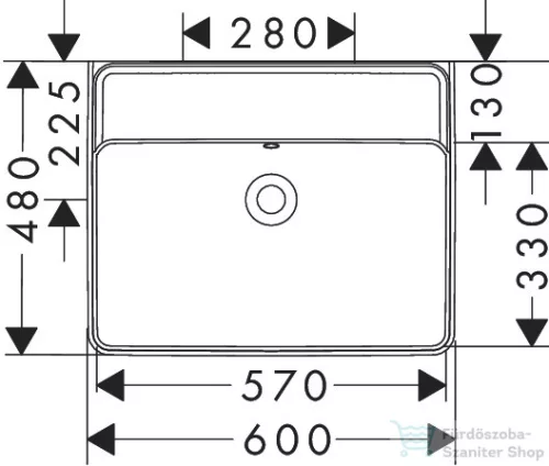 Hansgrohe XANUIA Q 60x48 cm-es pultra ültethető, csiszolt aljú mosdó csaplyuk nélkül, fehér 60244450