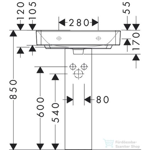 Hansgrohe XANUIA Q 60x48 cm-es pultra ültethető, csiszolt aljú mosdó csaplyuk nélkül, fehér 60244450