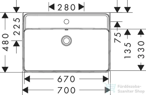 Hansgrohe XANUIA Q 70x48 cm-es pultra ültethető, csiszolt aljú mosdó, fehér 60248450