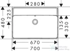 Hansgrohe XANUIA Q 70x48 cm-es pultra ültethető, csiszolt aljú mosdó csaplyuk nélkül, fehér 60249450
