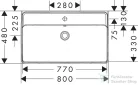 Hansgrohe XANUIA Q 80x48 cm-es pultra ültethető, csiszolt aljú mosdó, fehér 60250450