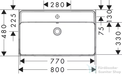 Hansgrohe XANUIA Q 80x48 cm-es pultra ültethető, csiszolt aljú mosdó, fehér 60250450