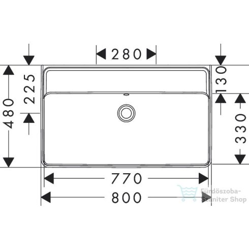 Hansgrohe XANUIA Q 80x48 cm-es pultra ültethető, csiszolt aljú mosdó csaplyuk nélkül, fehér 60251450