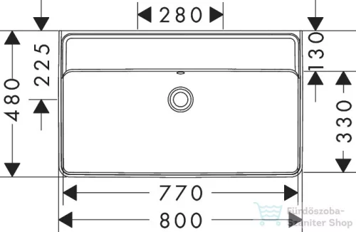 Hansgrohe XANUIA Q 80x48 cm-es pultra ültethető, csiszolt aljú mosdó csaplyuk nélkül, fehér 60251450