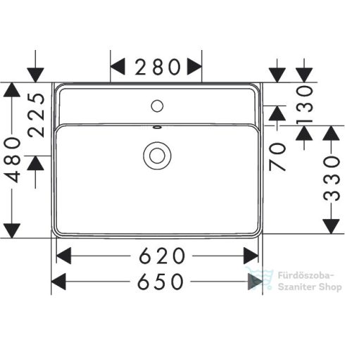 Hansgrohe XANUIA Q 65x48 cm-es pultra ültethető, csiszolt aljú mosdó, fehér 60252450