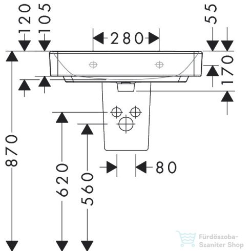 Hansgrohe XANUIA Q 65x48 cm-es pultra ültethető, csiszolt aljú mosdó, fehér 60252450