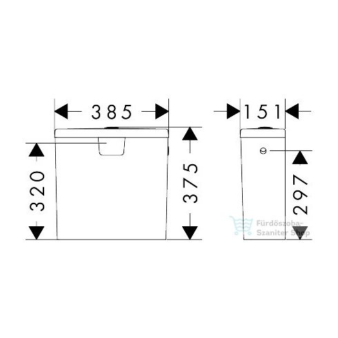 Hansgrohe GLADELAKE S monoblokkos wc tartály oldalsó vízbekötéssel, fehér 60311450