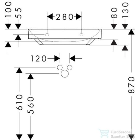Hansgrohe XELU Q 60x48 cm-es mosdó túlfolyó nélkül, fehér 60317450
