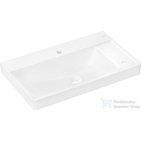 Hansgrohe XELU Q 80x48 cm-es mosdó túlfolyó nélkül, 2 furattal, jobb oldali pulttal,fehér 60319450