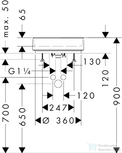 Hansgrohe XUNIVA EVO S 40 cm-es pultra ültethető mosdó, matt fekete 60323670
