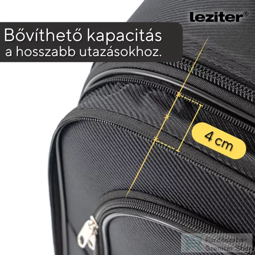 Leziter TraveLux light kabinbőrönd puha levehető kerékkel 55x40x20 cm fekete 608-BL20