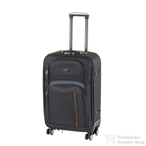 Leziter TraveLux light közepes bőrönd puha 68x45x25 cm fekete 608-BL24
