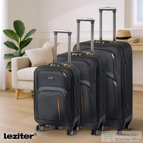 Leziter TraveLux light közepes bőrönd puha 68x45x25 cm fekete 608-BL24