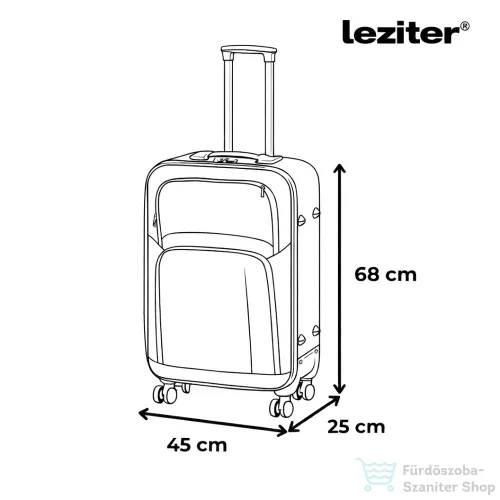 Leziter TraveLux light közepes bőrönd puha 68x45x25 cm fekete 608-BL24