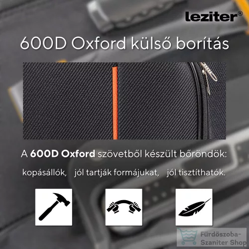 Leziter TraveLux light közepes bőrönd puha 68x45x25 cm fekete 608-BL24