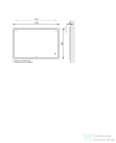 TBoss Floating Mirror Odis 120*80 tükör LED világítással 608101