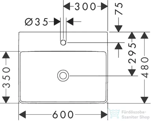 Hansgrohe XELU Q Smartclean 60x48 cm-es csiszolt aljú mosdó túlfolyó nélkül,fehér 61018450