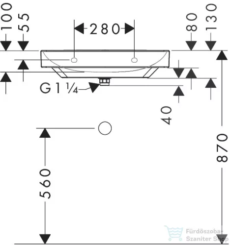 Hansgrohe XELU Q Smartclean 60x48 cm-es fali mosdó csaplyuk és túlfolyó nélkül,fehér 61019450