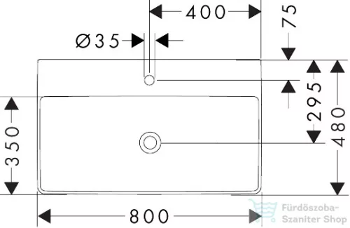 Hansgrohe XELU Q 80x48 cm-es csiszolt aljú pultra ültethető mosdó Smartclean bevonattal,fehér 61022450