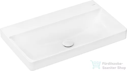 Hansgrohe XELU Q 80x48 cm-es csiszolt aljú pultra ültethető mosdó csaplyuk nélkül, Smartclean bevonattal, fehér 61023450