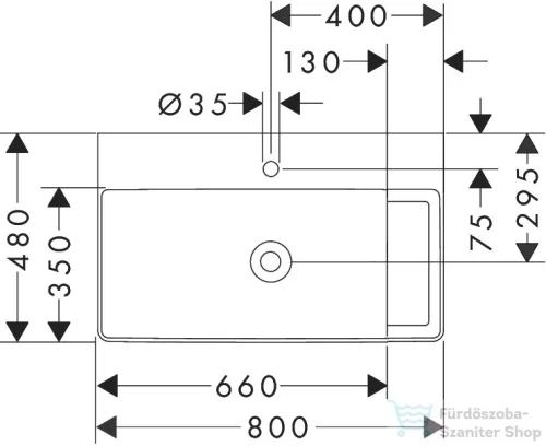 Hansgrohe XELU Q 80x48 cm-es csiszolt aljú, beépíthető mosdó jobbos pulttal, Smartclean bevonattal, fehér 61027450